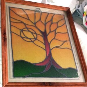 Vintage Tree Stained Glass 18"x15"